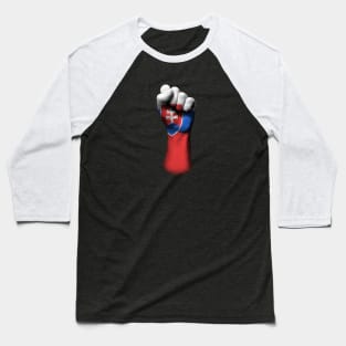 Flag of Slovakia on a Raised Clenched Fist Baseball T-Shirt